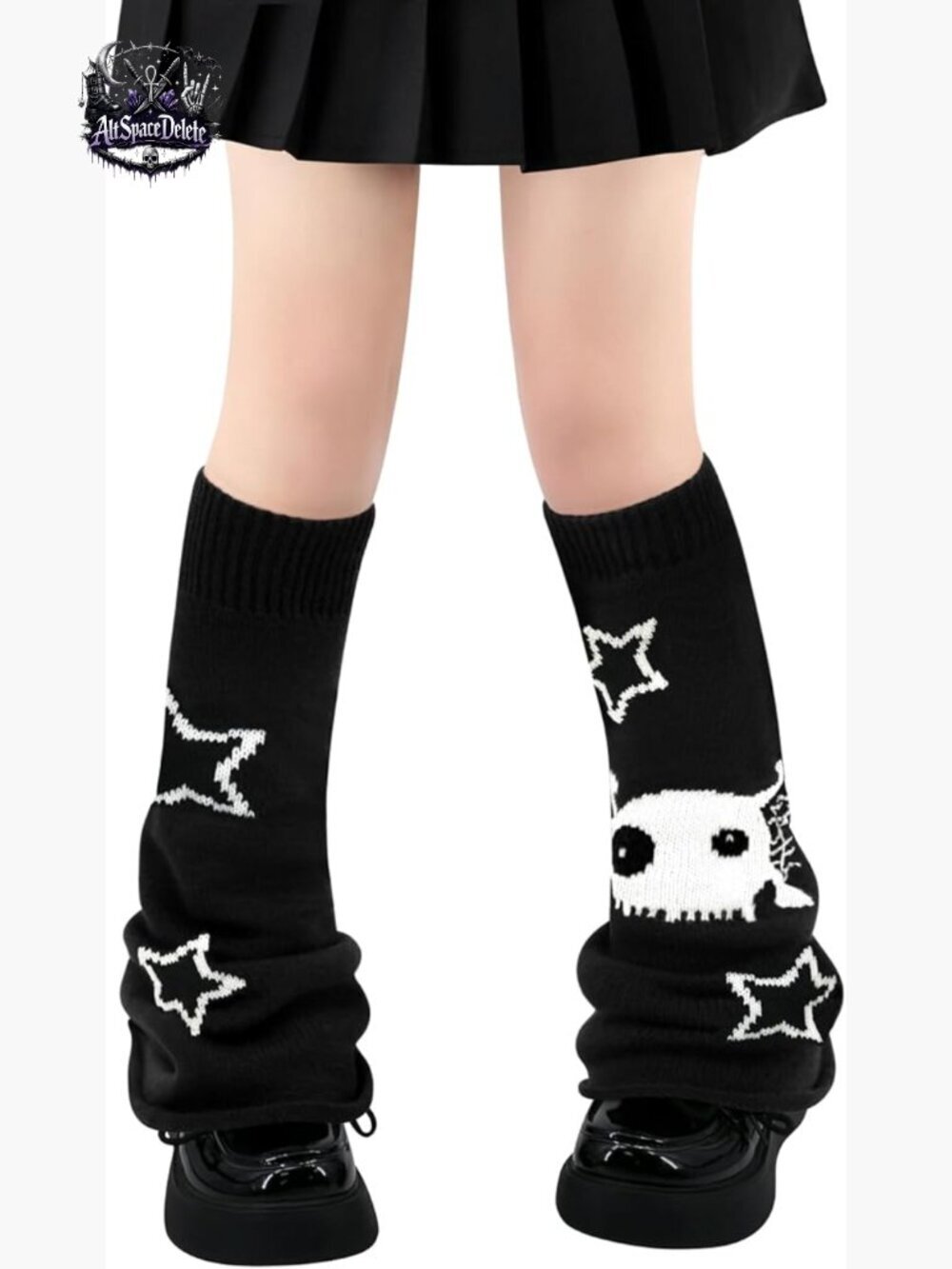 Knit Leg Warmers One Size Acrylic Flared Knee High Kawaii Gothic Harajuku